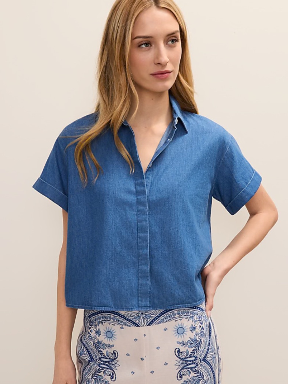 Ann Taylor Weekend Button Down Shirt in Chambray